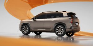 沙色广汽 GAC AION V 后侧视图